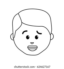 line cartoon man face happy expression
