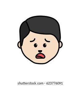 line cartoon man face sad expression