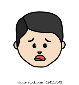 line cartoon man face sad expression