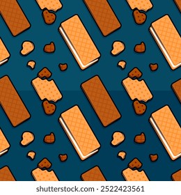 Line cartoon pattern illustration of sandwich crackers filled with smooth vanilla flavored cream perfect for tasty snacks