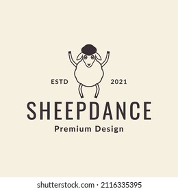 line cartoon sheep dance logo design, vector graphic symbol icon sign illustration