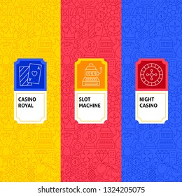 Line Casino Package Labels. Template for Packaging Design.