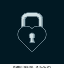 Line Castle in the shape of a heart icon isolated on black background. Locked Heart. Love symbol and keyhole sign. Flat filled outline style with shadow. Vector