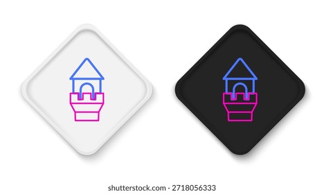 Icono de la torre del castillo aislado en el fondo blanco. Señal de fortaleza. Concepto de contorno colorido. Vector