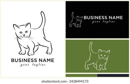 Linie Katzenkopf-Logo-Vorlage
