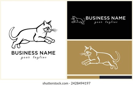line cat head logo template