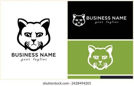 line cat head logo template