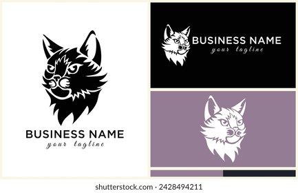 line cat head logo template