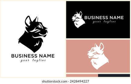 line cat head logo template