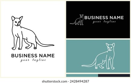 line cat head logo template