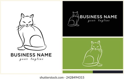 line cat head logo template