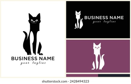 line cat head logo template