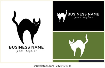line cat head logo template