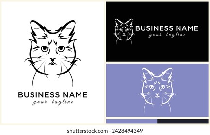 line cat head logo template