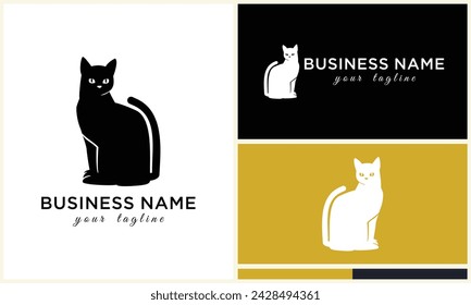 line cat head logo template