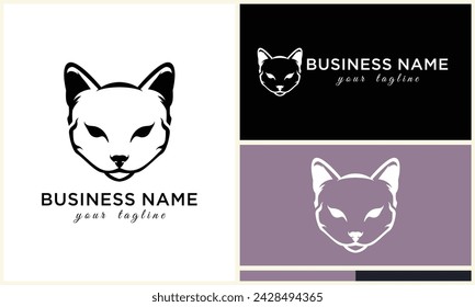 line cat head logo template