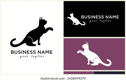 line cat head logo template
