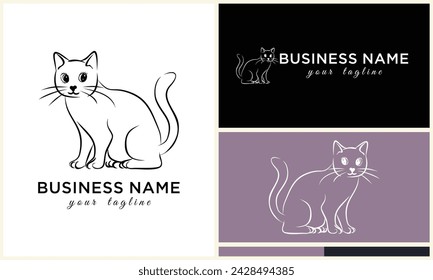 line cat head logo template