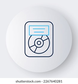 Line CD-CD-Auszeichnung im Rahmen Symbol einzeln auf weißem Hintergrund. Moderne Zeremonie. Bester Verkäufer. Musikalische Trophäe. Farbiges Rahmenkonzept. Vektorgrafik