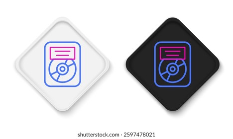 Line CD disk award in frame icon isolated on white background. Modern ceremony. Best seller. Musical trophy. Colorful outline concept. Vector