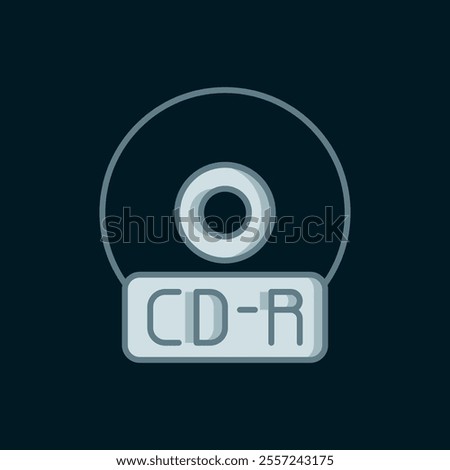 Line CD or DVD disk icon isolated on black background. Compact disc sign. Flat filled outline style with shadow. Vector