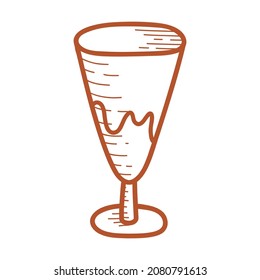 Linie Keramik-Kugel oder Glas, Feenschüssel, handgemachte Tonspeisen. Handgezeichnete Vektorgrafik im Doodle-Stil. Einzelnes Element auf weißem Hintergrund.