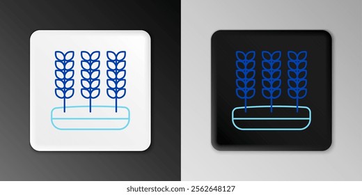 Line Cereals set with rice, wheat, corn, oats, rye, barley icon isolated on grey background. Ears of wheat bread symbols. Colorful outline concept. Vector