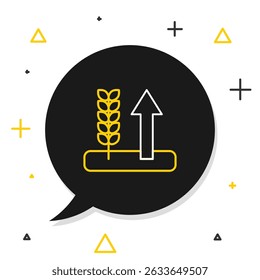 Linha Cereais conjunto com arroz, trigo, milho, aveia, centeio, ícone de cevada isolado no fundo branco. Orelhas de símbolos de pão de trigo. Conceito de contorno colorido. Vetor