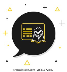 Line Certificate template icon isolated on white background. Achievement, award, degree, grant, diploma. Business success certificate. Colorful outline concept. Vector