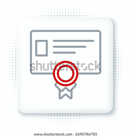 Line Certificate template icon isolated on white background. Achievement, award, degree, grant, diploma concepts. Business success certificate. Colorful outline concept. Vector