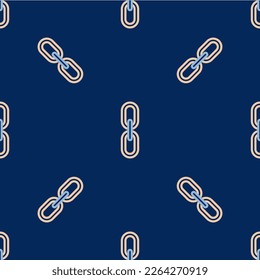 Line Chain link icon isolated seamless pattern on blue background. Link single. Hyperlink chain symbol.  Vector