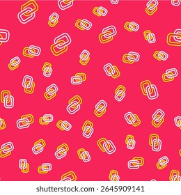 Line Chain link icon isolated seamless pattern on red background. Link single. Hyperlink chain symbol.  Vector