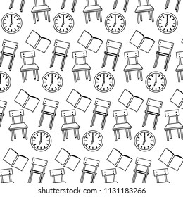 line chair with clock and book utensil background