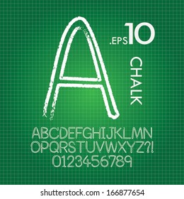 Line Chalk Alphabet and Numbers Vector