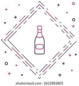 Line Champagne bottle icon isolated on white background. Colorful outline concept. Vector Illustration