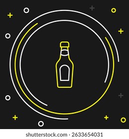 Line Champagne bottle icon isolated on black background. Merry Christmas and Happy New Year. Colorful outline concept. Vector