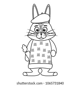line character rabbit animal with sweater and hat