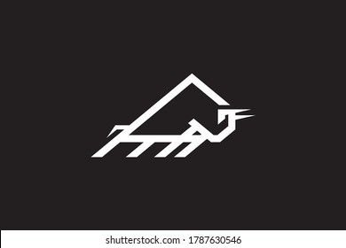 Line Charging Bull Logo Template