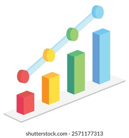 Line Chart 3d isometric, Vector EPS 10 for print, digital UI, UX kit, web and app development for business, finance, economy, education, infographic, technology, security and more.