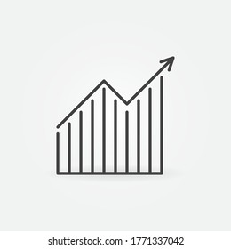 Line Chart with Arrow vector thin line concept simple icon or design element