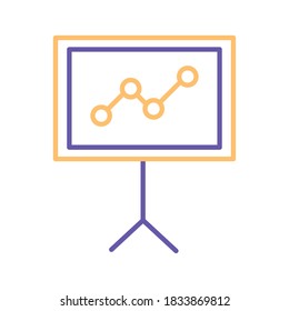 line chart in board line style icon design, Data analysis and information theme Vector illustration