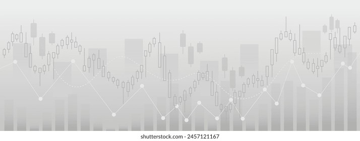 gráfico de líneas y fondo de gradiente abstracto de candelabro, gráfico financiero abstracto con gráfico de línea de tendencia al alza en el mercado de valores 