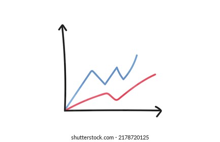 Line Chart Clipart. Simple Line Chart Watercolor Style Vector Illustration Isolated On White. Minimalist Line Chart Data And Analytics Diagram Cartoon Hand Drawn Doodle Style. Business Concept Drawing