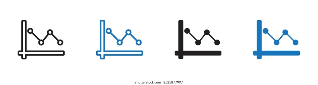 Line chart decreae icon linear graphics set vector in black