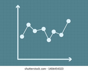 Line chart with dots using axis lines on blue background vector illustration