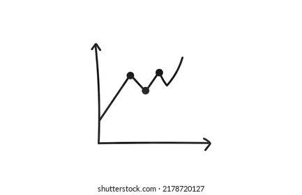 Line Chart Finance Analytic Clipart. Simple Line Chart With Dots Watercolor Style Vector Illustration. Minimalist Line Chart Data And Analytics Diagram Cartoon Hand Drawn Doodle. Business Concept Draw