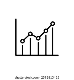 Line Chart Flat Icon – Data Visualization for Financial Growth, Stock Market Trends, and Business Analytics