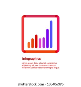 Line chart flat line icon infographic illustration template for web or brochure. Analytic and statistics concept icon. 