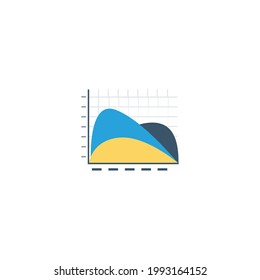 Icono plano de gráfico de línea aislado en fondo blanco 