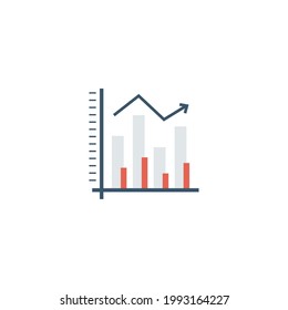 Line chart Flat Icon Isolated On White Background 